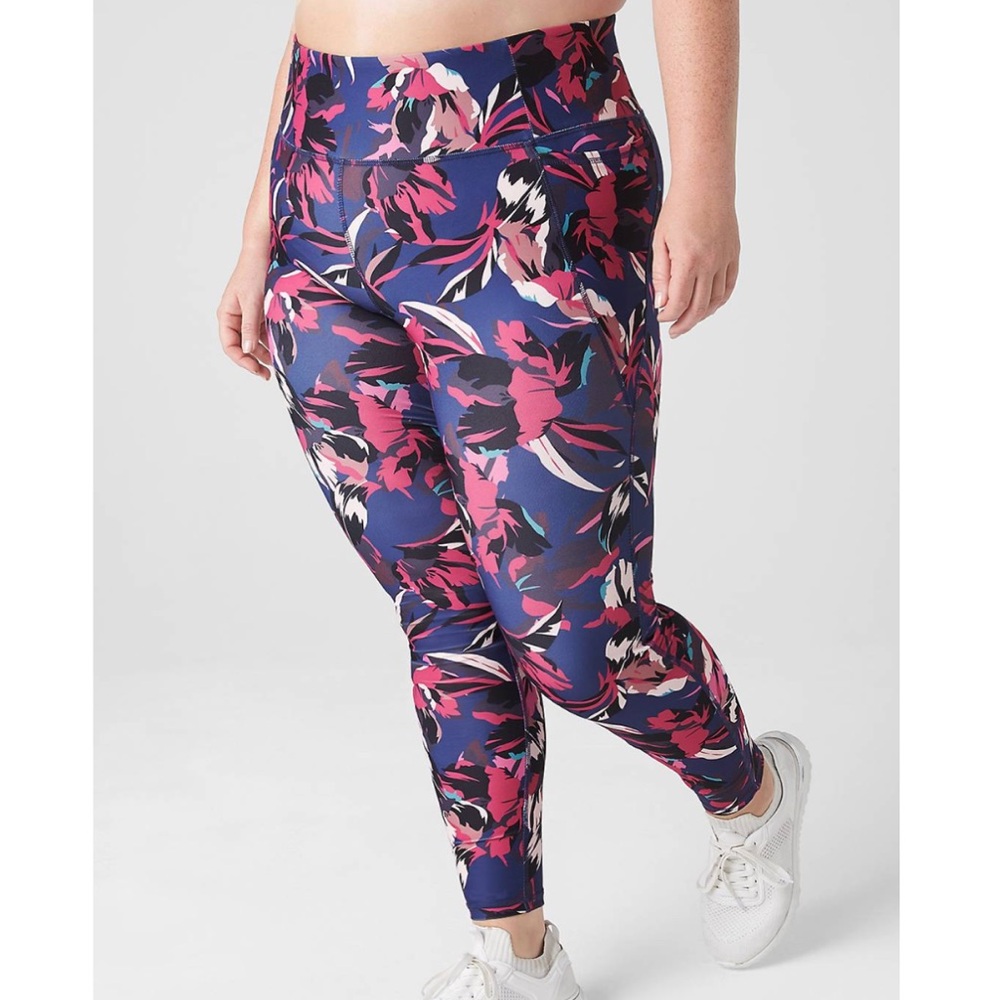 LIVI ACTIVE LANE BRYANT Plus Size High Rise Wicking 7/8 Legging Pockets Floral